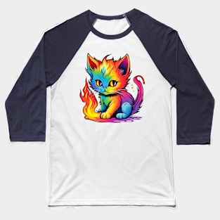 Kitten Spectrum - Rainbow Tail Blaze Tee Baseball T-Shirt